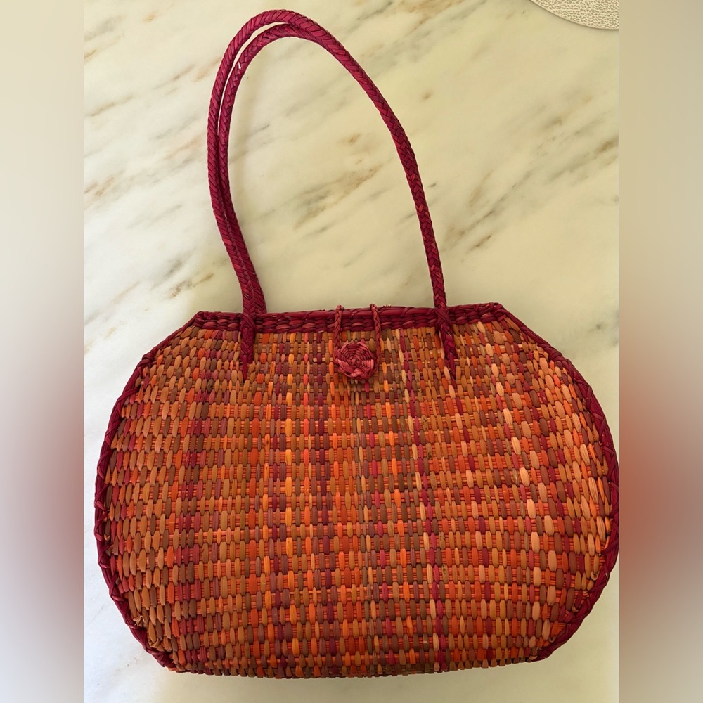 Handmade natural woven shoulder bag